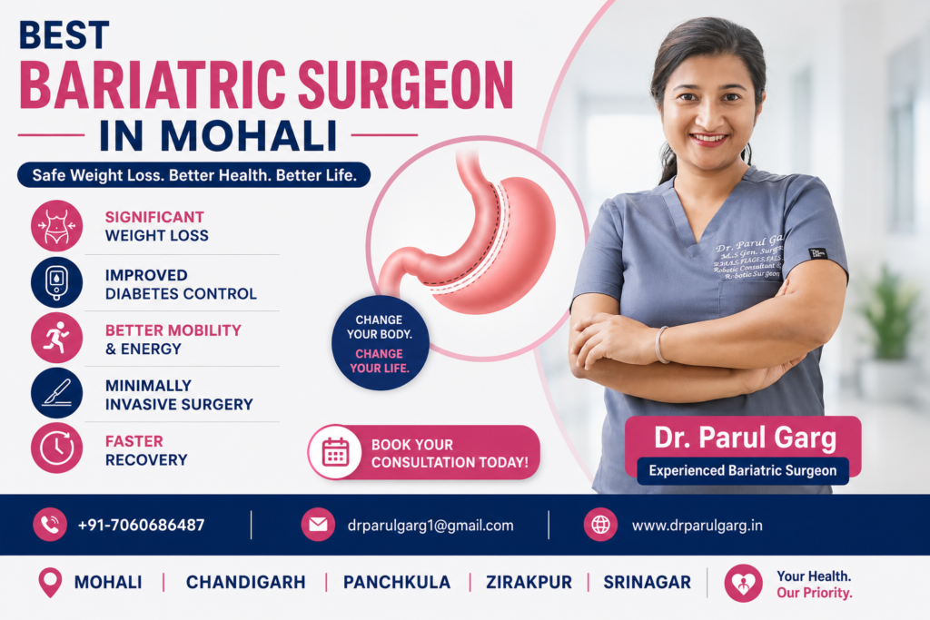 Best Bariatric Surgeon in Mohali Dr. Parul Garg providing advanced weight loss surgery and bariatric treatment for obesity management